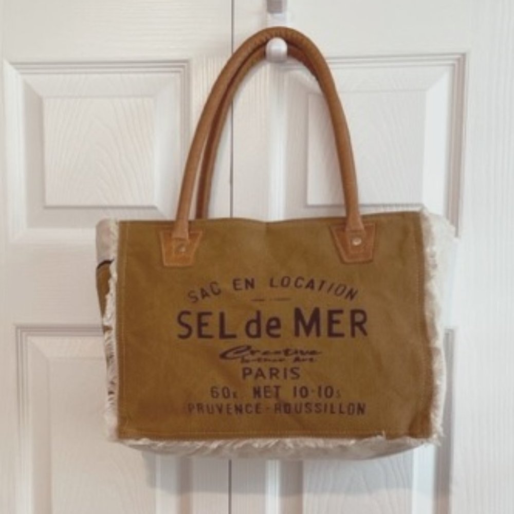 Womens NWOT Canvas & Cowhide Leather Tote/Handbag